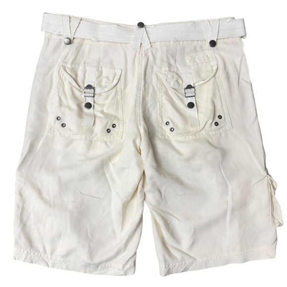 Da-NANG Silk Cargo Shorts Womens Small Ivory Belted Utility Casual Relaxed - Picture 2 of 10